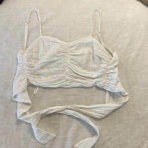 White tie back crop top